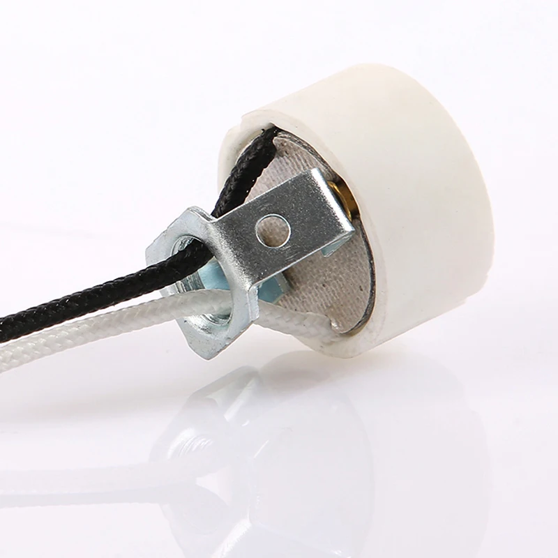 Ceramic GU10 Lamp Holder 250V 2A Porcelain Base Adapter with Metal Mount Bracket for LED Halogen Bulb Spot Light