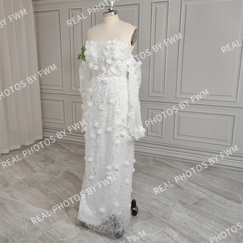 100% Real Photos High Quality Off Shoulder Beaded Lace Wedding Dress Women Elegant Floor Length Bride Engagement Party Gown 2025