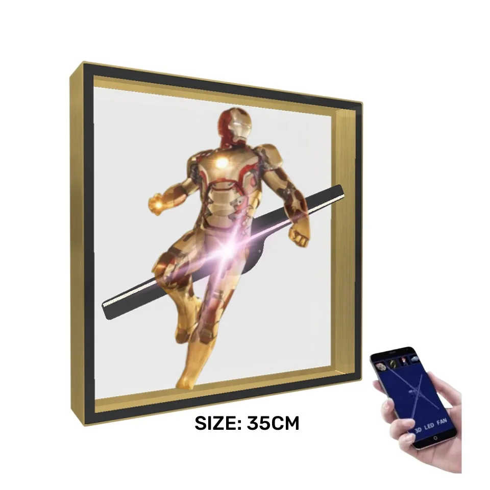 Novel portable density rotating image hologram 3d led fan in case transparent 3d hologram big fan led display with cover