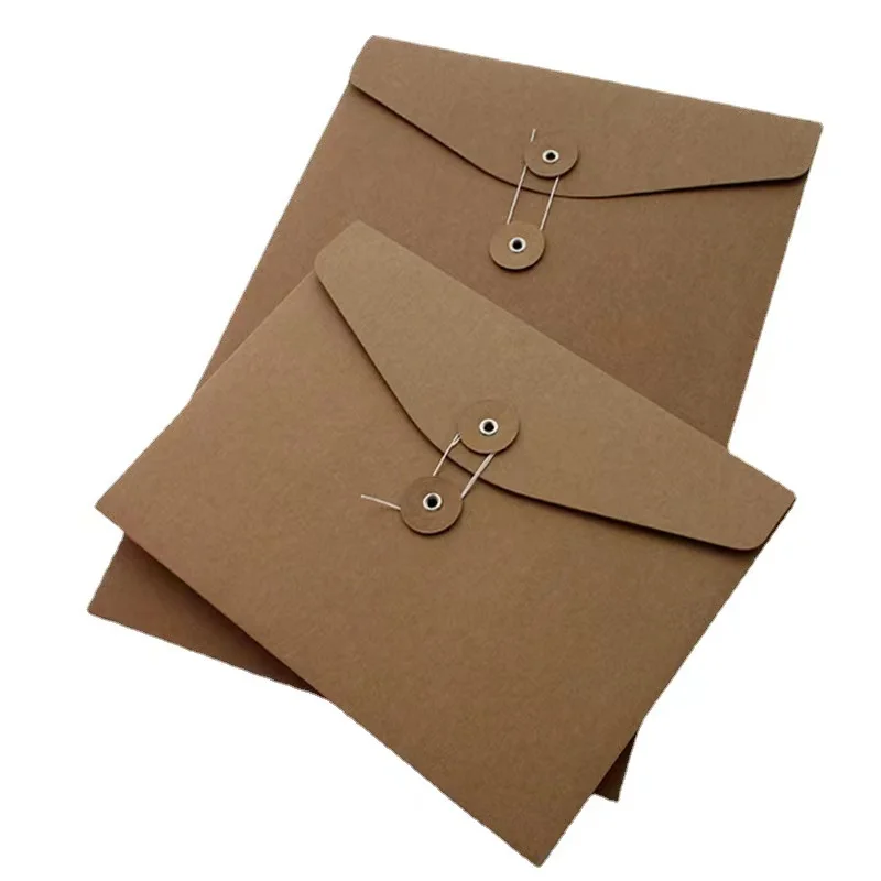 A4 Size Cardboard Paper File Security Kraft Bag Envelope with Lock String Ring