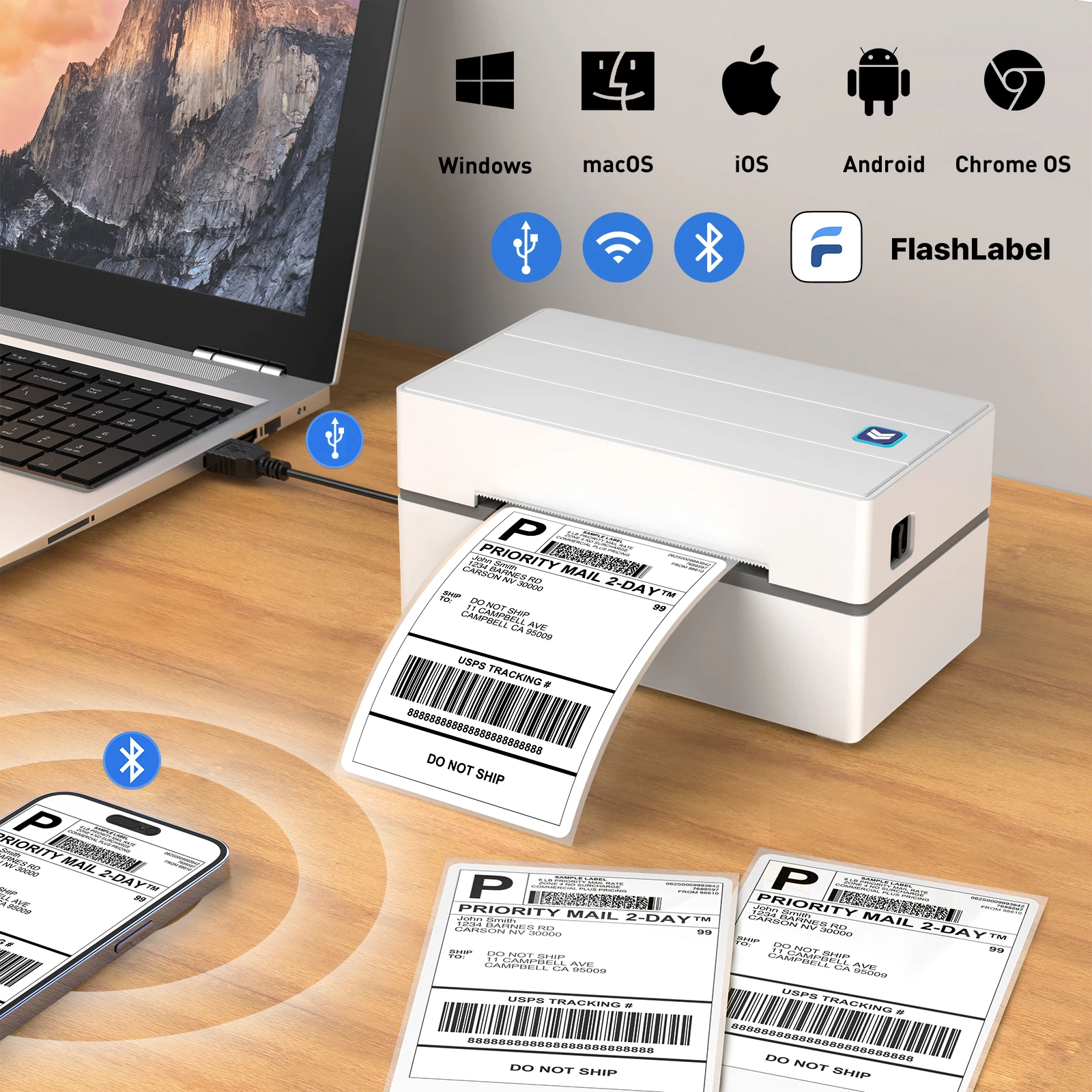 Uyin Y810  factory price 110mm FBA shipping label printer 4inch 4x6 Barcode Waybill Bluetooth Printer for express industry