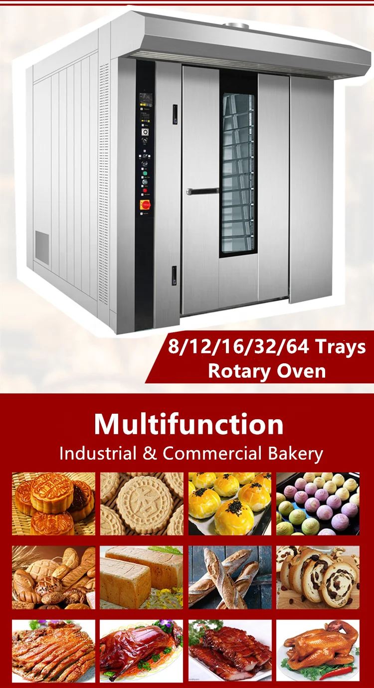Industry Gas Pastry Price Tray 32 Bakery Rotate Rotary Equipment Used Bread Bake Convection Oven for Sale