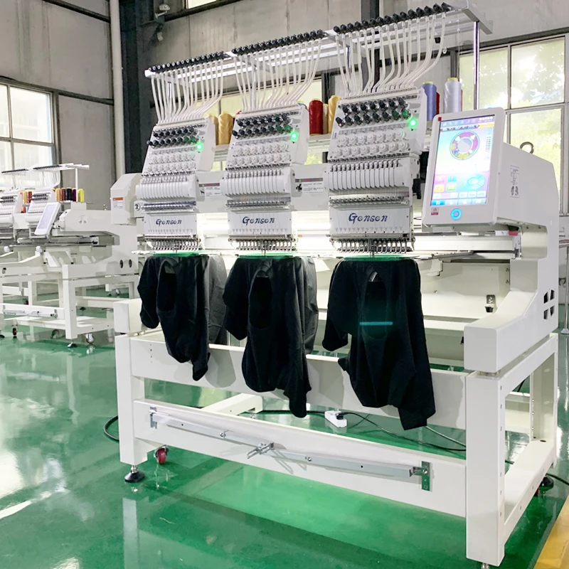 Multi functions cap/ t-shirt/ flat garment/ towel/ jacket/ leather /3D embroidery Three heads embroidery machine sewing