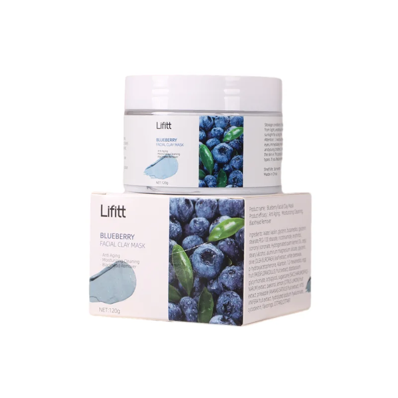 LIFFIT Private Label face mask blueberry black head remover anti aging moisturizing skin care clay mask for face