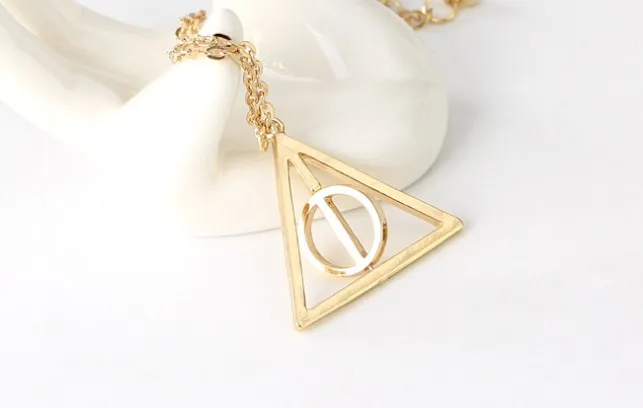 Wholesale Harry- Potter Death Hallows Triangle Necklace Rotating can  remove Pendant