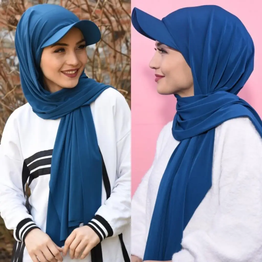 Ready To Ship New Easy Wear Women Matching Color Outfit Casual Turban Bandana Sporty Luxurious Baseball Instant Hijab Hat