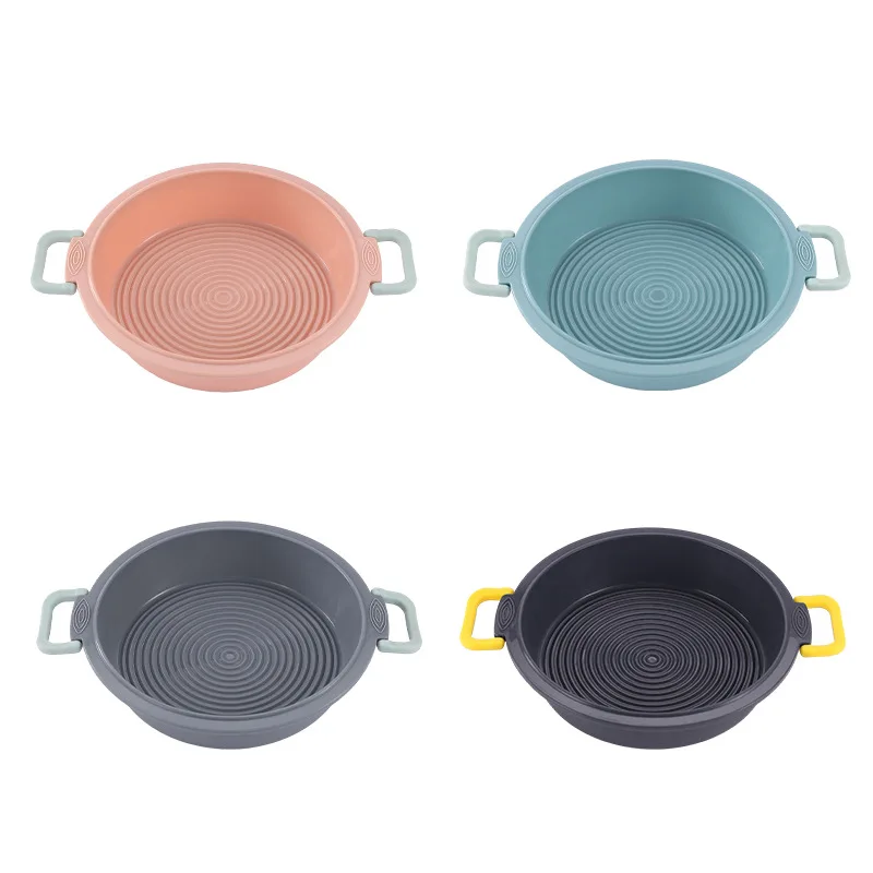Besafe large round thicker Non-stick silicone reusable pizza baking pot tray Air Fryer inserts Liners pan for Oven Microwave