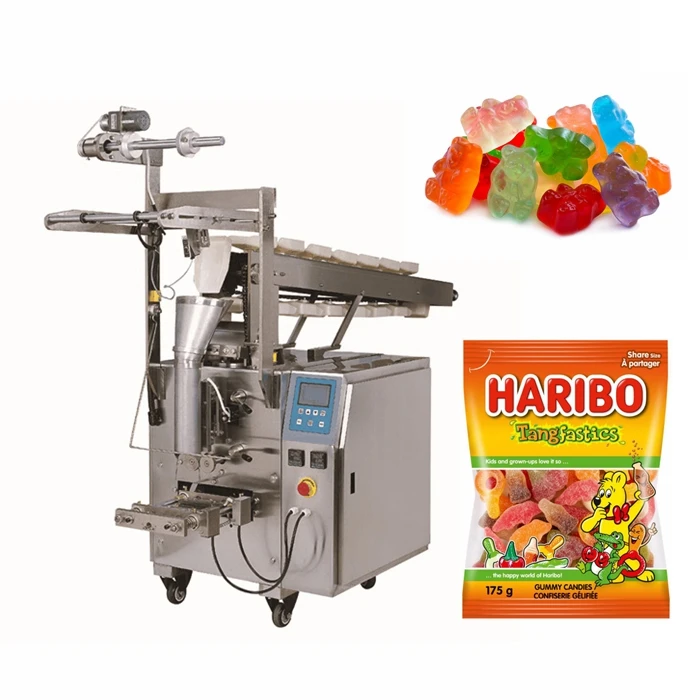 Полуавтоматическая маленькая Вертикальная цепь ведро gummy bear мягкая конфетная упаковочная машина