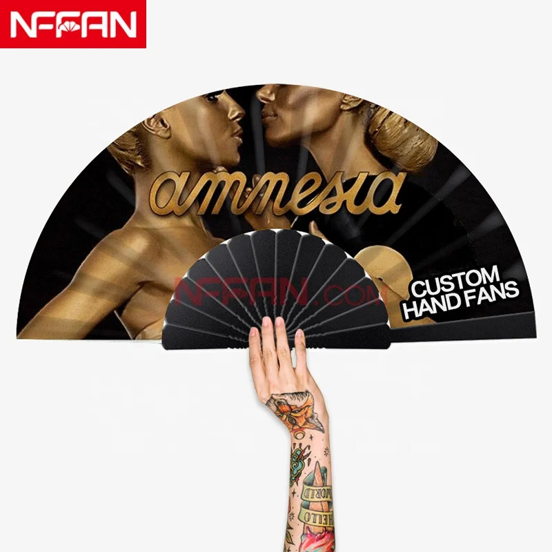 Customize Personalized Folding Plastic Fabric Hand Fan Spanish Festivals Party Hand Held Fan