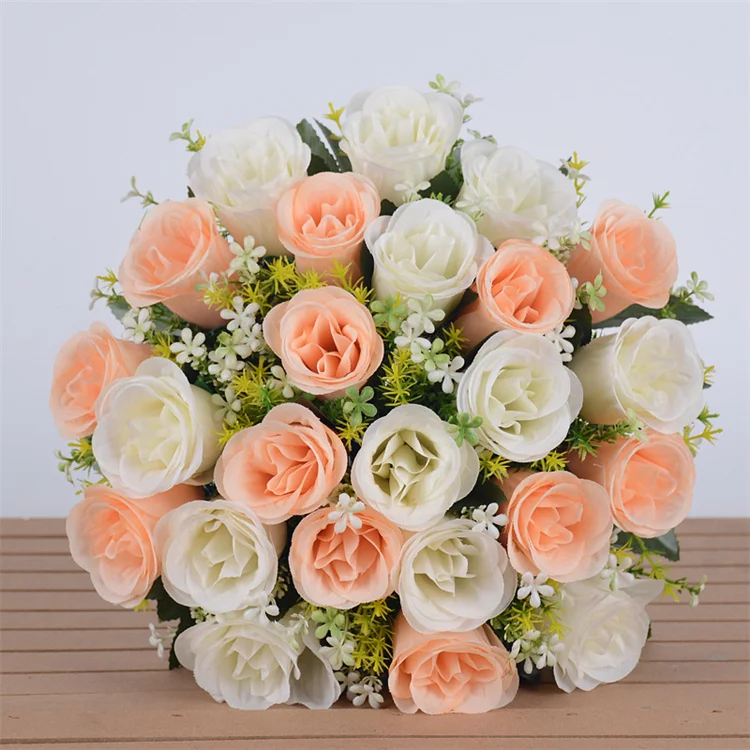 Home Bouquet Table Display Rose Silk Flower Wedding Decoration Artificial Flower