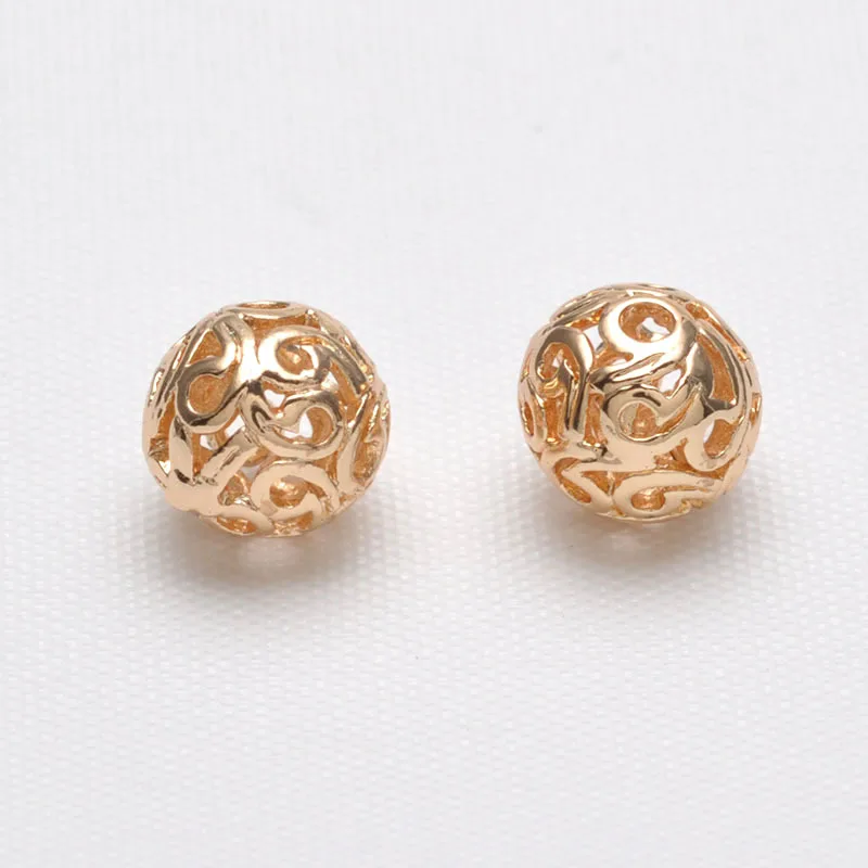 DIY Hollow Out Spacer Beads 18K Gold Color Crystal Round Metal Ball Spacer Beads For Jewelry Making Diy Bracelet