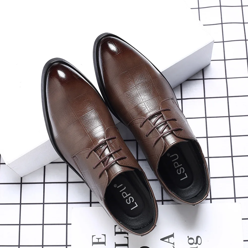 
2021 Мужская обувь; Обувь черного цвета в британском стиле; Повседневная Деловая официальная кожаная обувь; Мужская обувь с острым носком 