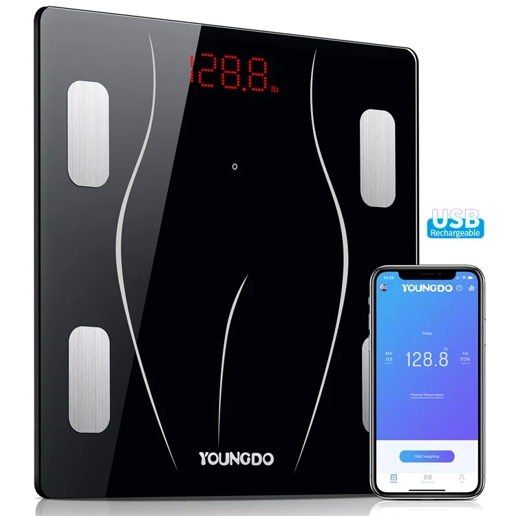 YOUNGDO electric smart body weight scale bmi wireless body scales with body analysis