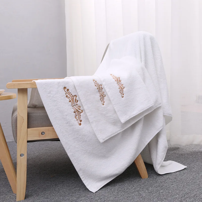 Wholesale 600 gsm Premium Quality 100% Cotton Bath Towel Set plain White Hotel Spa Towels