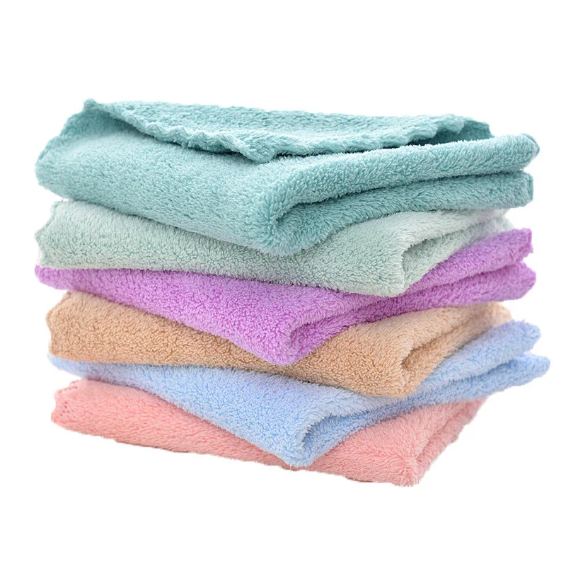Wholesale Microfiber 30x30cm Quick Drying Terry loop Face Towel Face Napkins Cheap Cleaning Cloth Coral Fleece Kitchen Towel