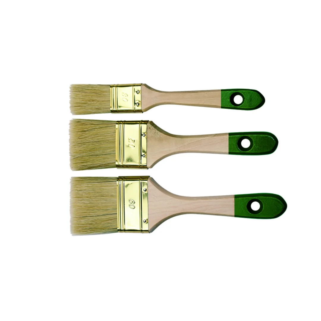 Professional Natural Wood Hand Brushes Set Flat Brush for Stain