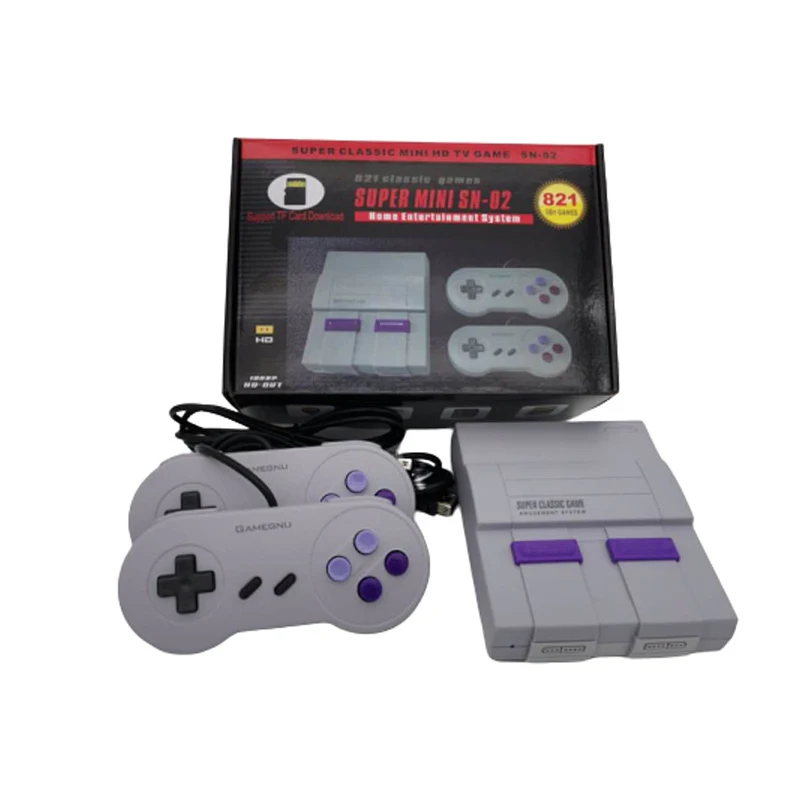 Мини Супер Классическая игровая консоль HD 821 встроенных ТВ-видеоигр с двумя контроллерами поддержкой TF-карты для SFC