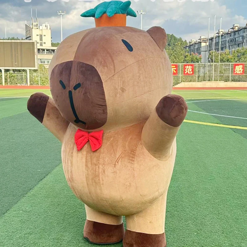 Hot Sale Inflatable Kapibala Capybara Plush Furry Mascot Costume Brown Fursuit Mascotte Animal Wearable Walking 2m Suit
