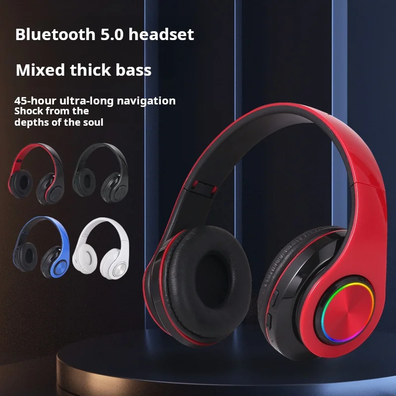 Распродажа Bluetooth-гарнитура Складная спортивная игра Бас-гарнитура беспроводные светящиеся наушники прямые продажи с завода