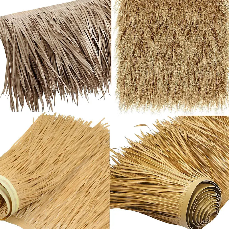 Thatch simulated artificial uv protected under roofing palm fireproof pvc wholesale roof roll synthetic thatch roof synthetic