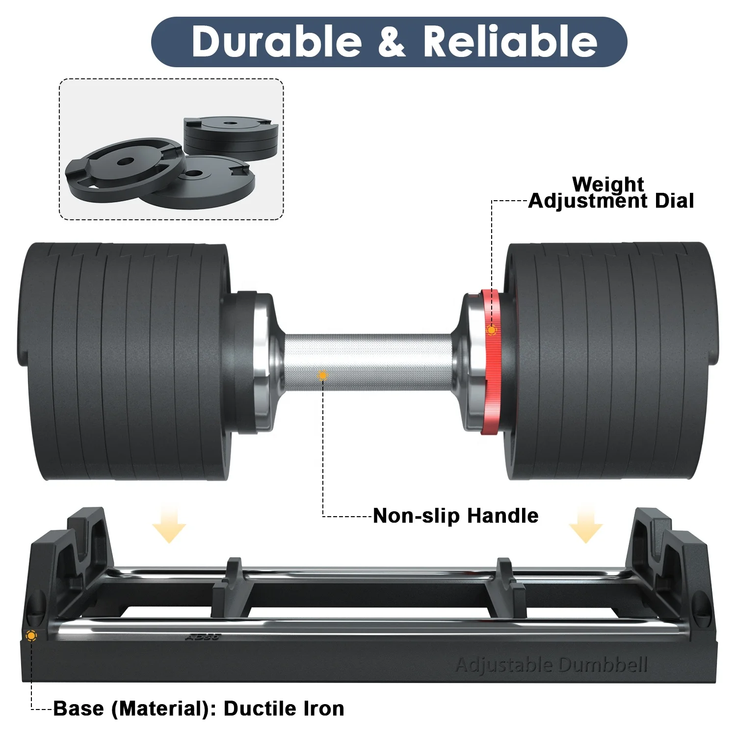 snode AD80 adjustable dumbbell 40kg 22kg 80lbs hot sale all iron quickly adjust Free weights High quality dumbbells