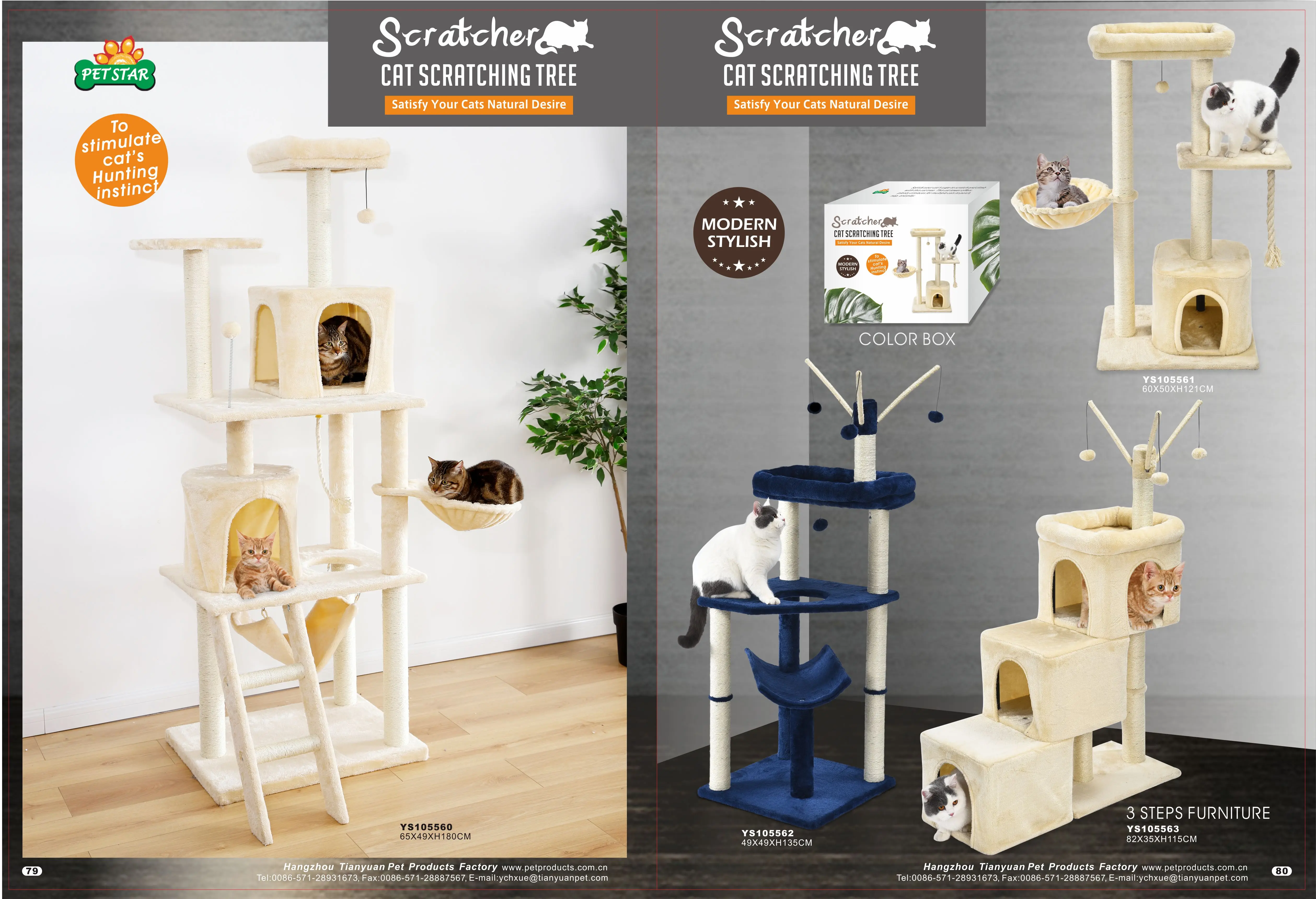 Petstar Cat Furniture Dangling Balls Scratcher Luxury Three Steps Cat Scratching Tree Tower Condo