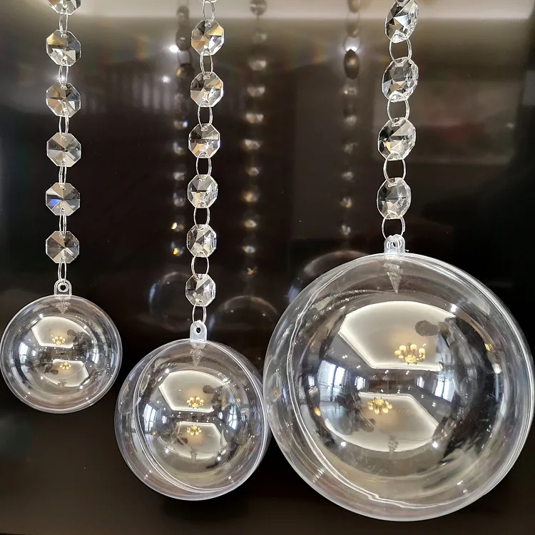 Personalized Hanging Clear Ball Custom Acrylic Plastic Christmas Crystal Xmas High Transparent Ball 2-40cm Ornament