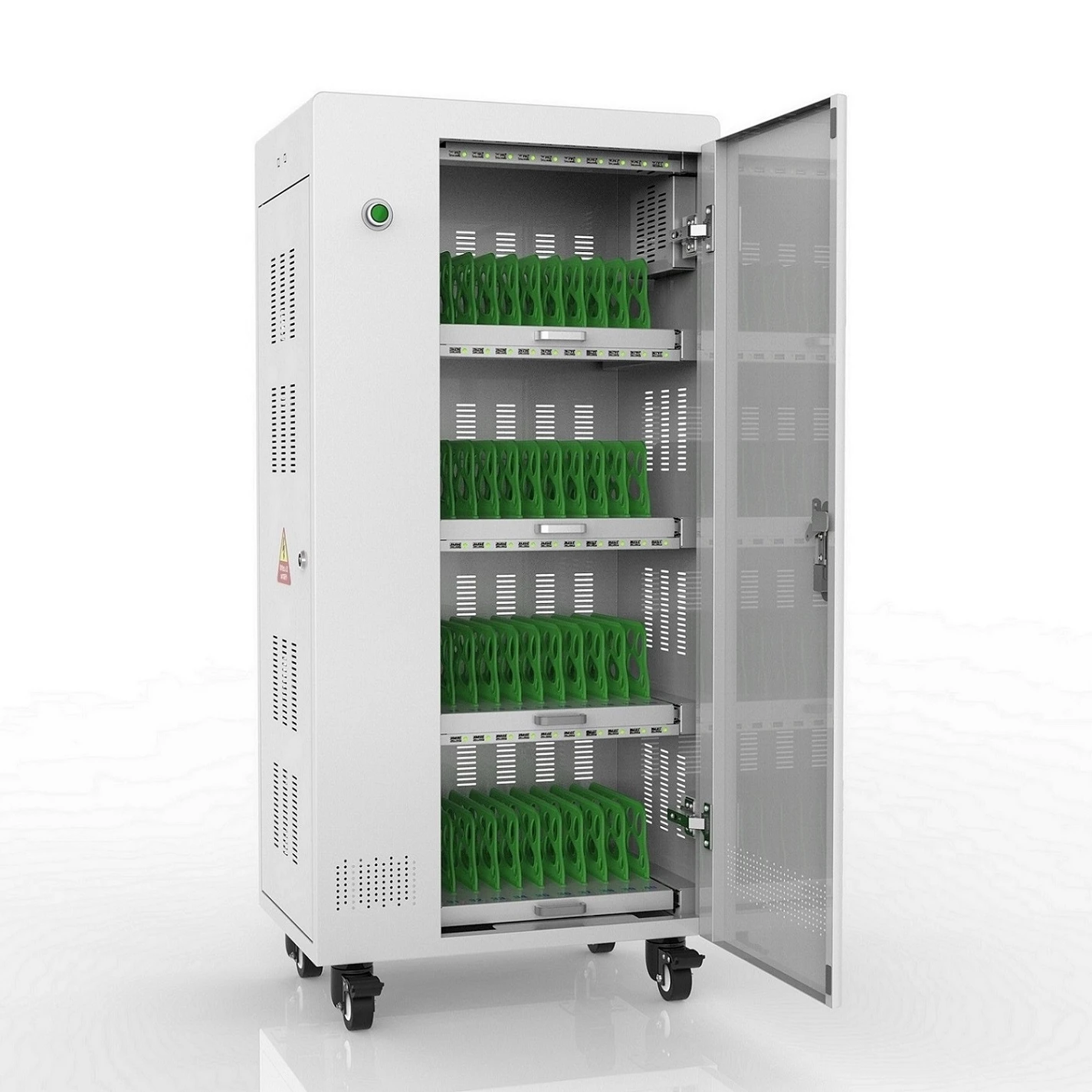 Sliding 40port tablet cellphone electric charging station Hospital ipad charging case 40bays school smartphone charging cart