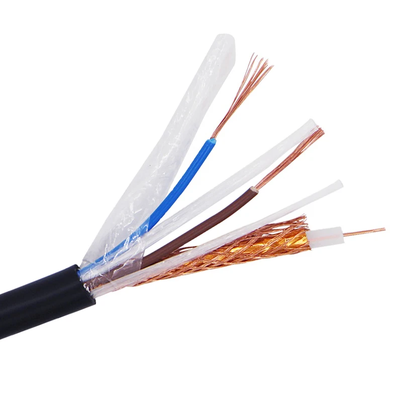 Customization coaxial cable rg59 75 ohm 20 awg 2*0.5mm rg59 cctv cable outdoor waterproof