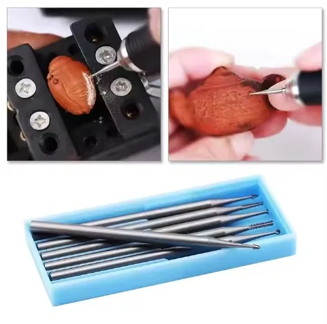 YH 2.35 mm 6 Pcs/Set Needle Drill Tool Tungsten Steel Wood Drill Bit Jewelry Carving Concave Rotary Burr