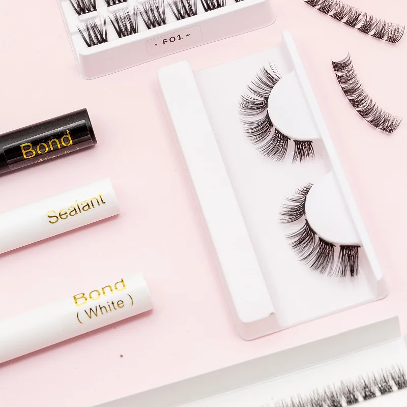 New Design DIY Cluster Lashes Extensions Kit With Lash Bond C D Curl Eyelash Extensions