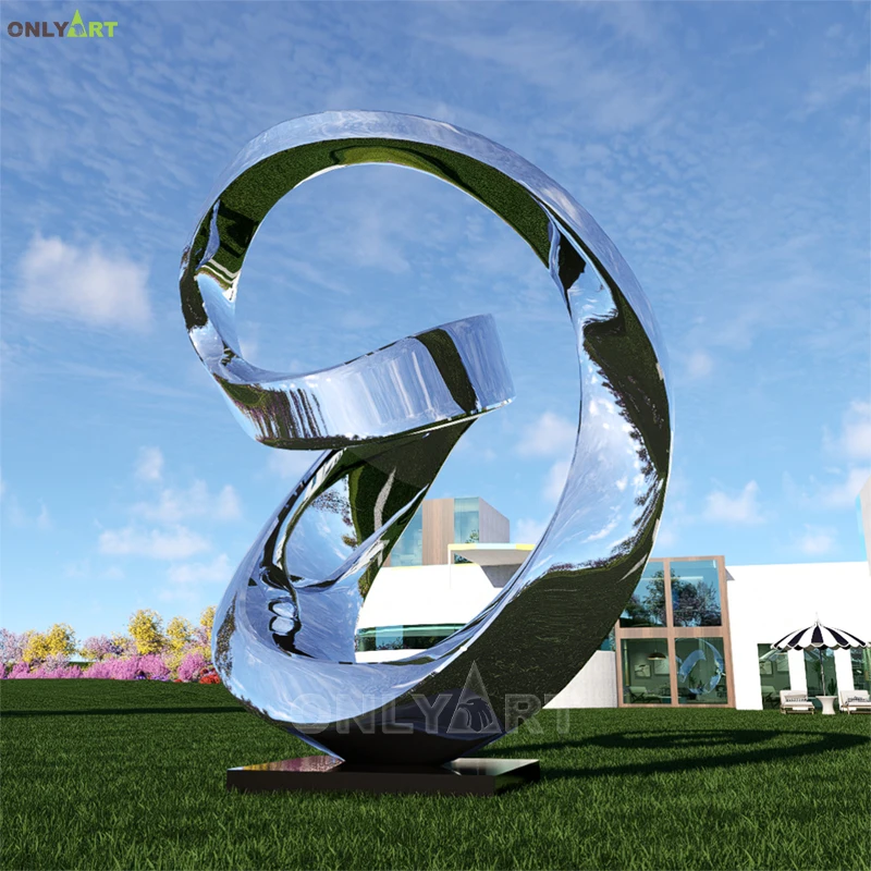 Custom Decoration Outdoor Garden Mirror Art Abstract Metal Large Circle Stainless Steel Sculpture Statue