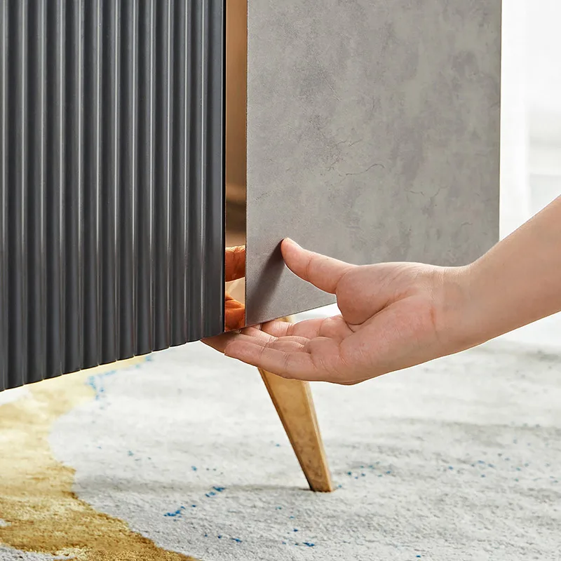 Linsy Living Room Luxury Nordic Marble Top Tv Stand Gold Metal Legs Furniture Set of Marble Coffee Table and Tv Stand LS361L1