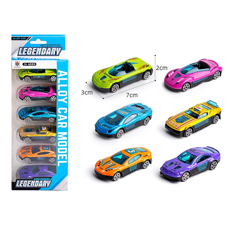 6PCS Simulation Alloy Dicast Car Display Case Mini Metal Diecast Small Model Children Kids Toys Custom Car Vehicles