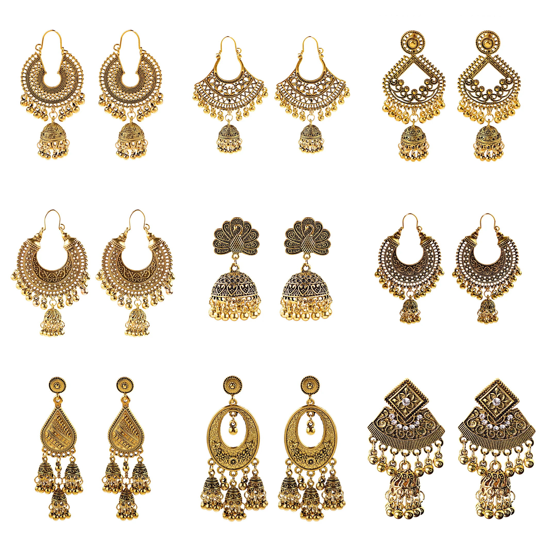 Douvei Fashion Round Style Boho Alloy Hoop Earrings Hollowing Vintage Handmade Classic Jewelry Ethnic Women Jewelry Style