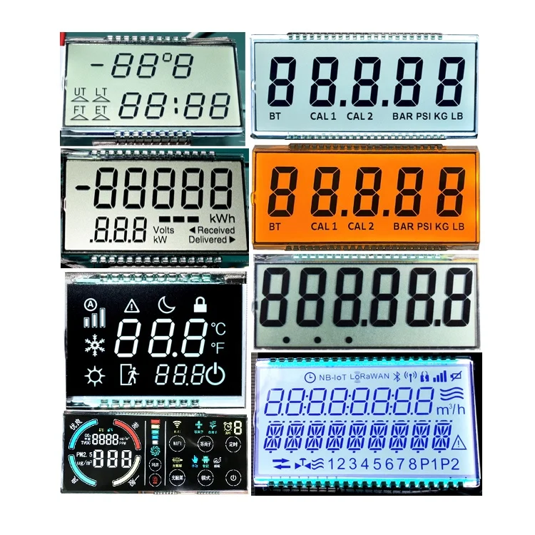 HT1621 HT1622 IC Driver Pin FPC Connector HTN VA Glass Color Custom Segment LCD Screen Module BTN TN LCD Display For Thermostat