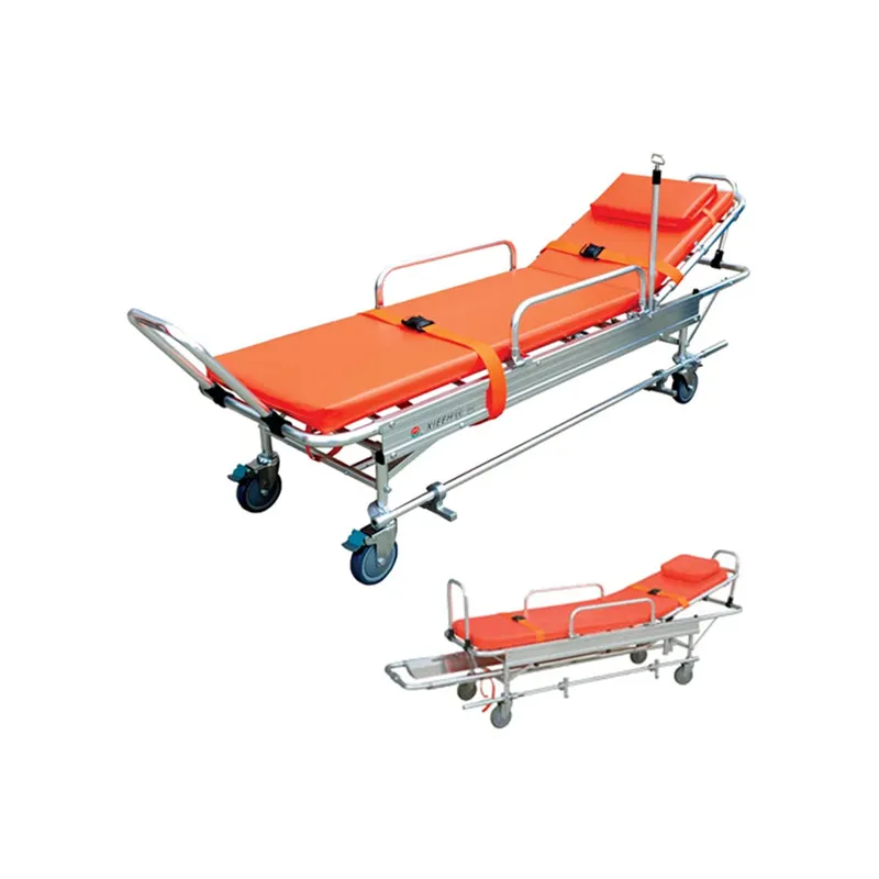ISO And CE Approved Aluminum Alloy First Aid Ambulance Stretcher Litter Foldaway With Wheels