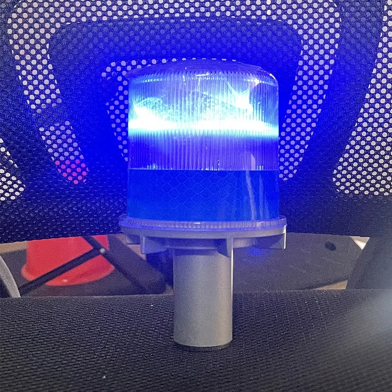 Blue solar led traffic cone blinker warning light