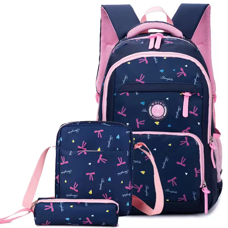 Fashion Trending Wholesale Cute Girls Pink School Bag Set Cheap Price Waterproof 3 in 1 Children Backpack Kids