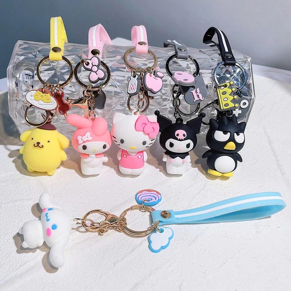 3D kawaii Wholesale sanrioes keychains my melody Cinnamoroll kuromi keychains factory character keychains for bags