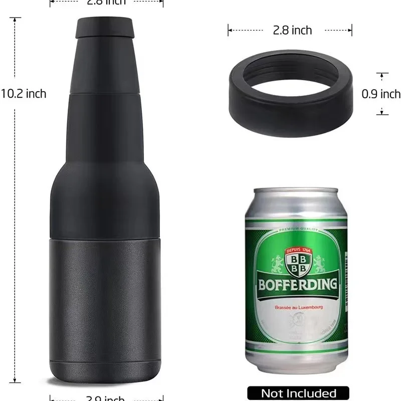 Bottle and Can Soda Beer Cooler Double-Walled Stainless Steel Insulator Bottle Cooler with Beer Bottle Opener