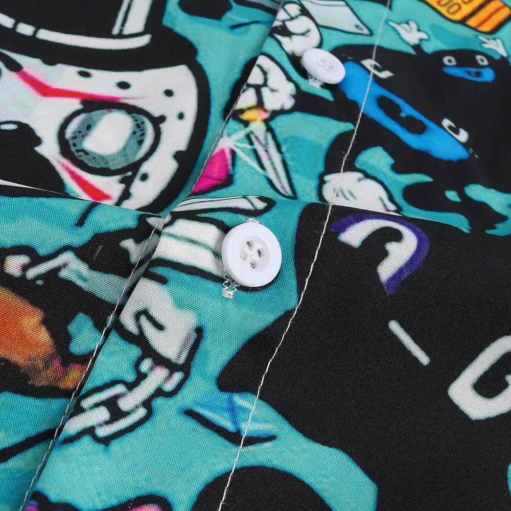 Мужская пляжная рубашка с отложным воротником и короткими рукавами