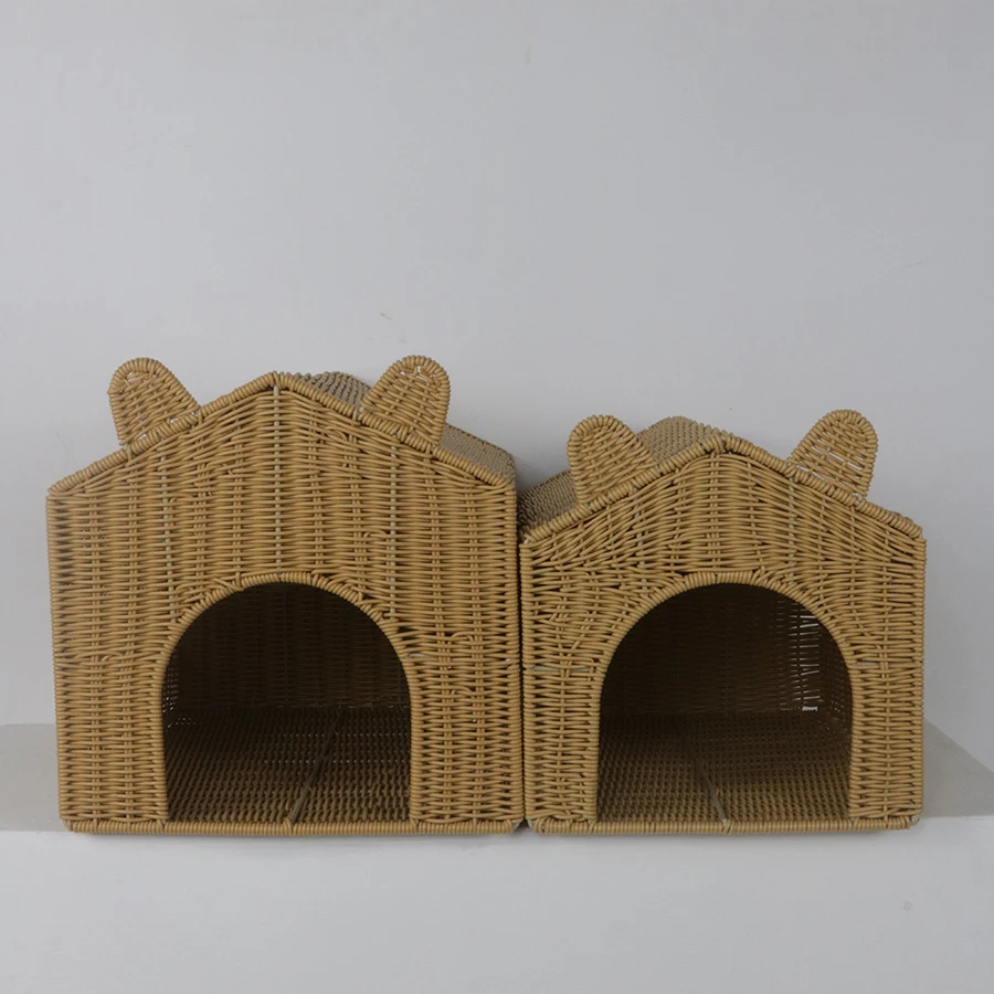 Factory wholesale hand-woven rattan four seasons general outdoor waterproof cat house