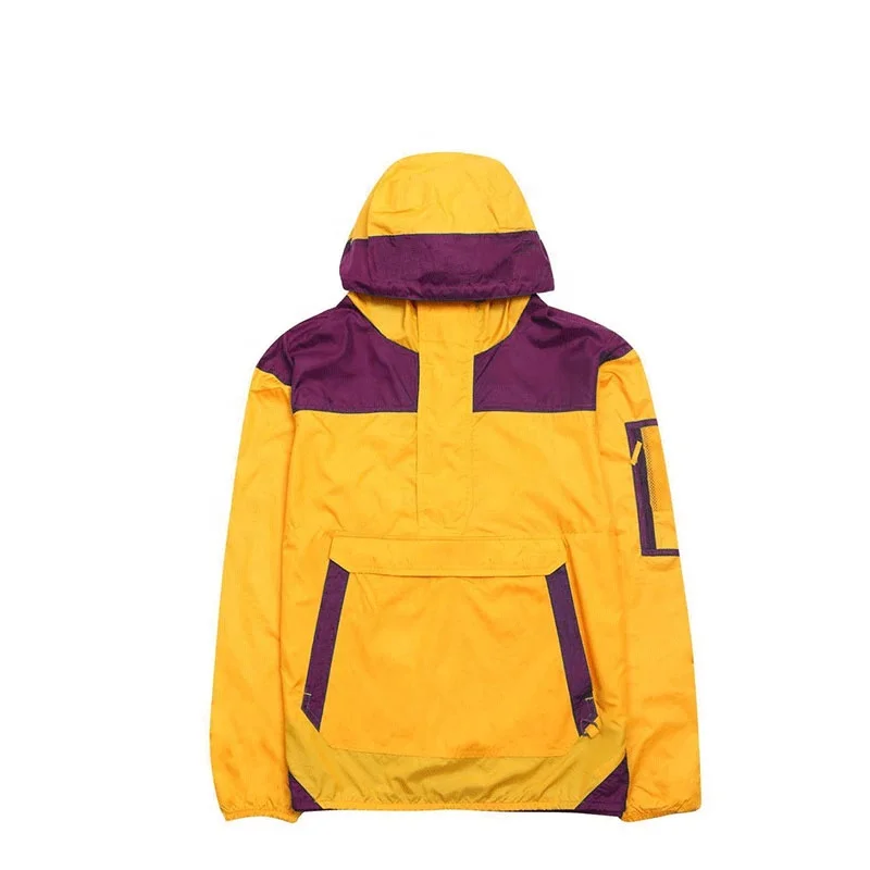 Custom logo running wind breaker jacket lightweight breathable packable retro windbreaker