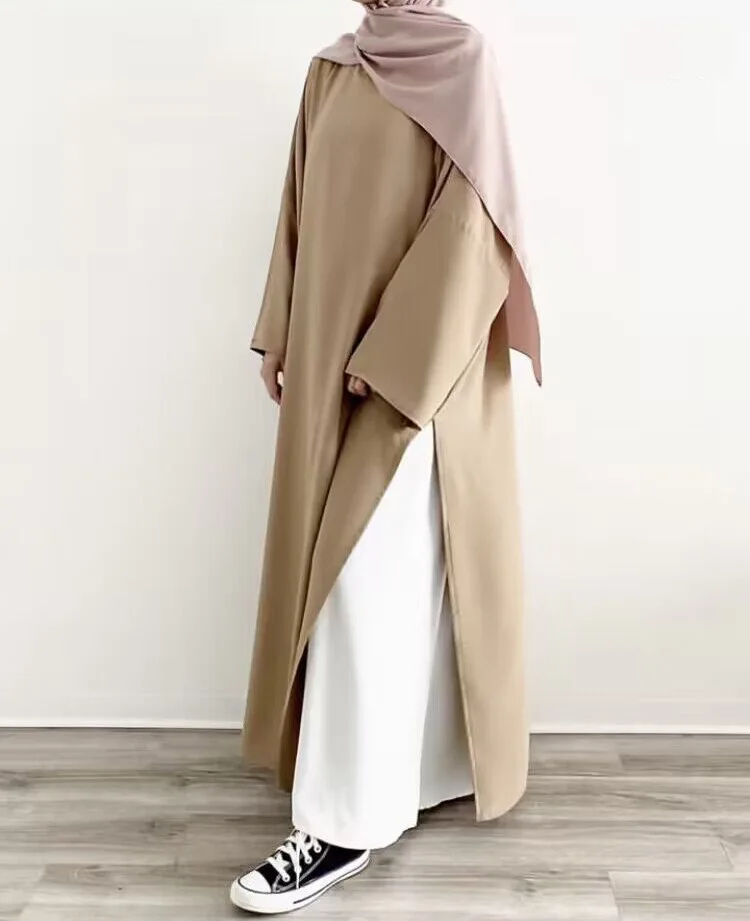 Wholesale New Abaya Dubai 2025 Abayah Islam 2 Pcs Muslim Dress Plain Color Traditional Muslim Islamic Clothing Nida Abaya Set