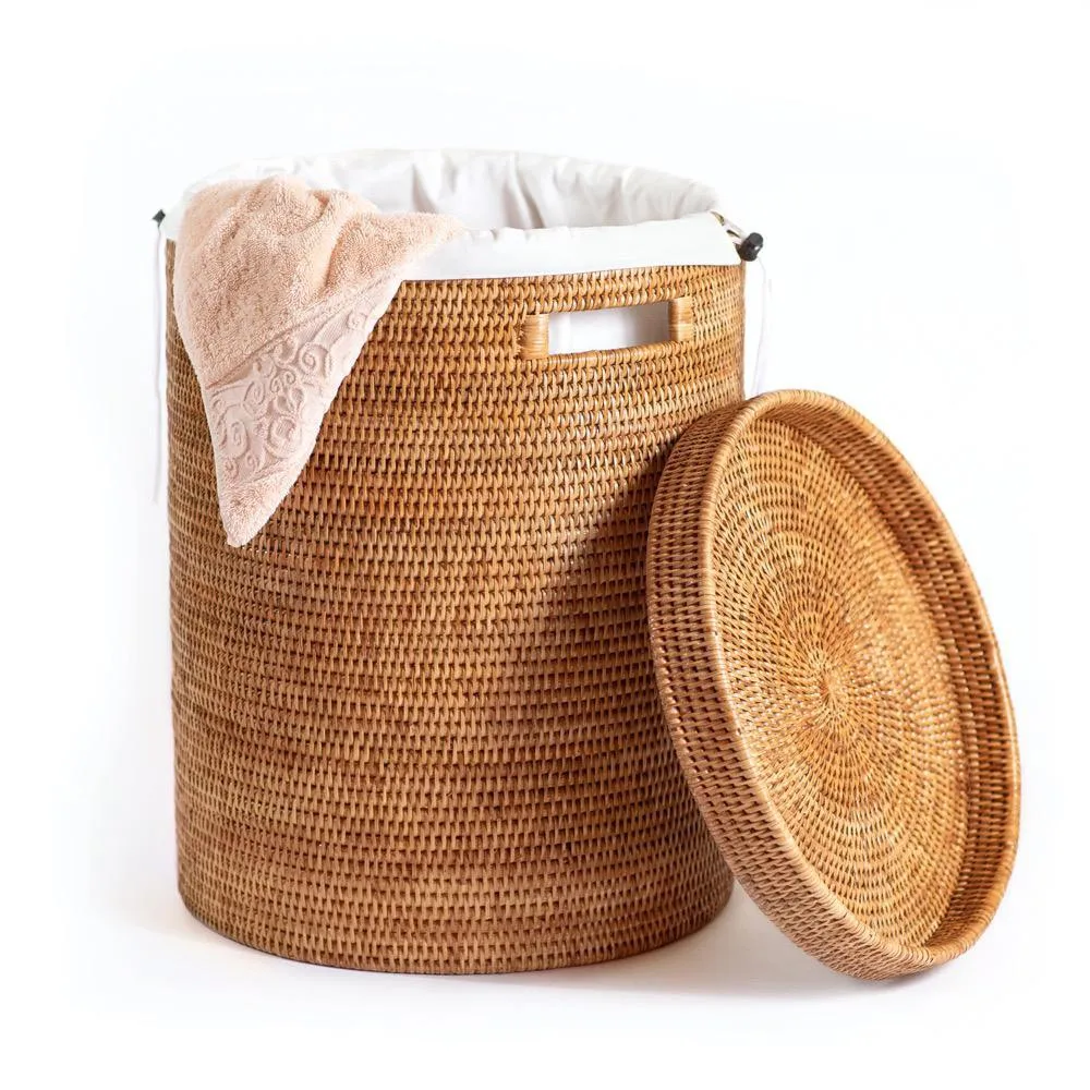 Honey brown wicker laundry hampers basket natural from Vietnam