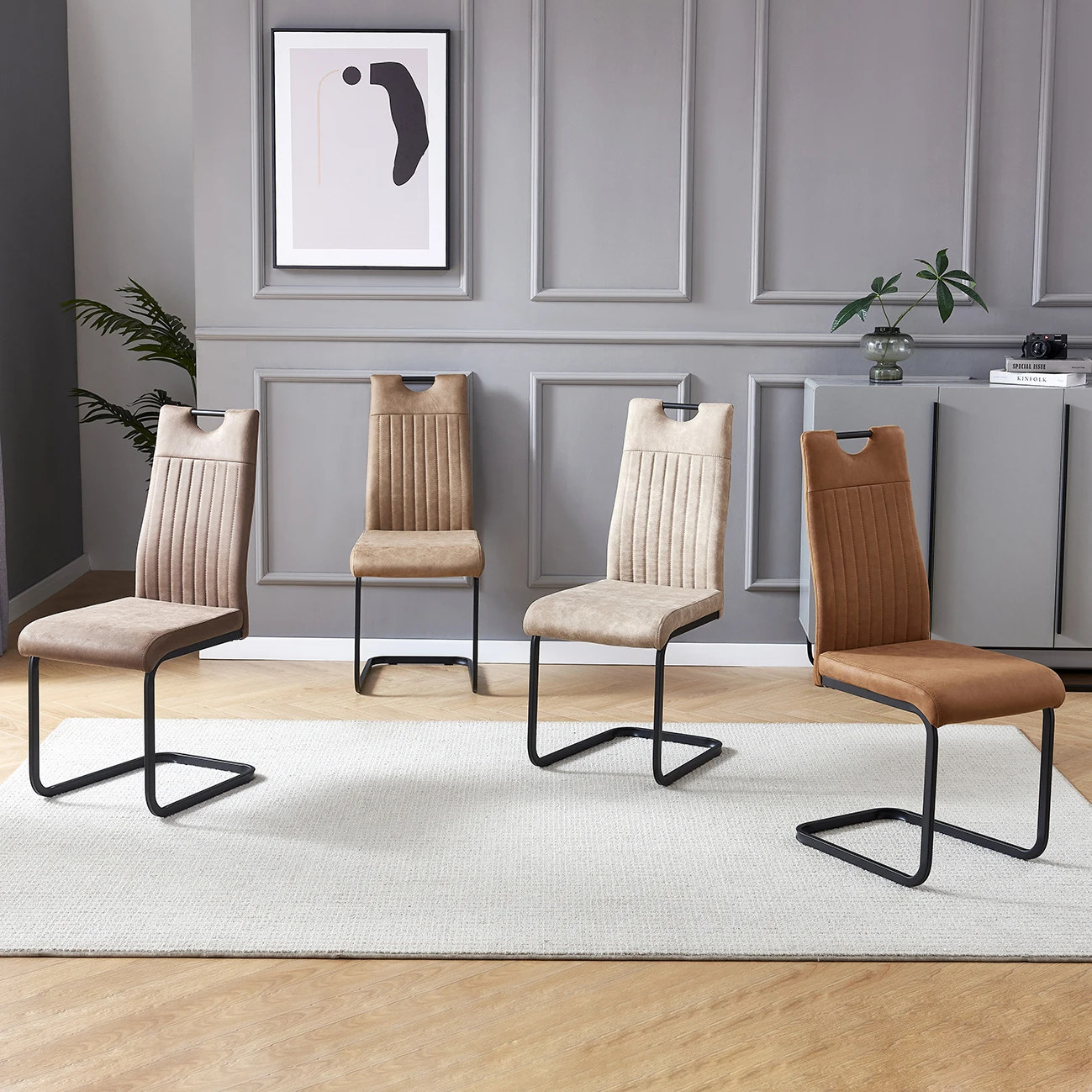 OKAY Modern Pu White z shape Black Dinning Italian Woven Brown Real Leather Dining Chair For Dining Room