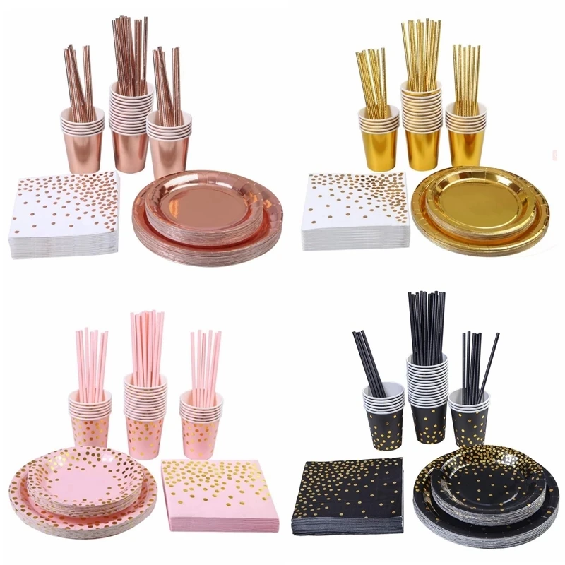 High Quality Disposable Tableware Set Plate Birthday Napkin Happy Birthday Party Decor Kids Wedding Birthday Party Plate