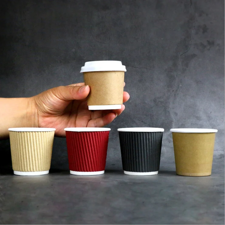 Branded Compostable Cartoon Printing Private Label Custom Ripple Paper Cup 12 oz With the Lid
