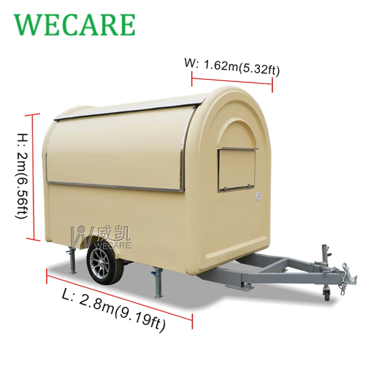 Wecare street camping mobile kitchen fast mini ice cream hot dog coffee bar cart with grill/wheels food trailer vendor food cart